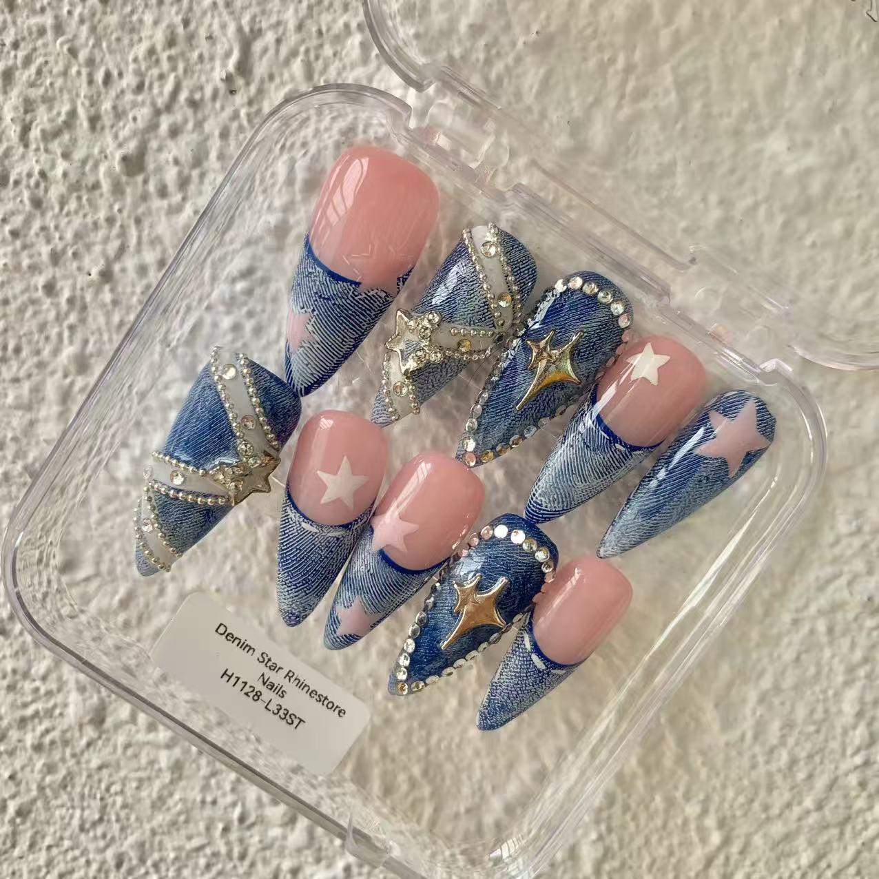 Promake Fall Muse Collection Luxury Handmade Women's Reusable 3D Acrylic Press On Nails - Cat Eye, Rhinestone, Unique Autumn Designs, Multiple Shapes & Lengths, Application Kit, Nail Art Supply