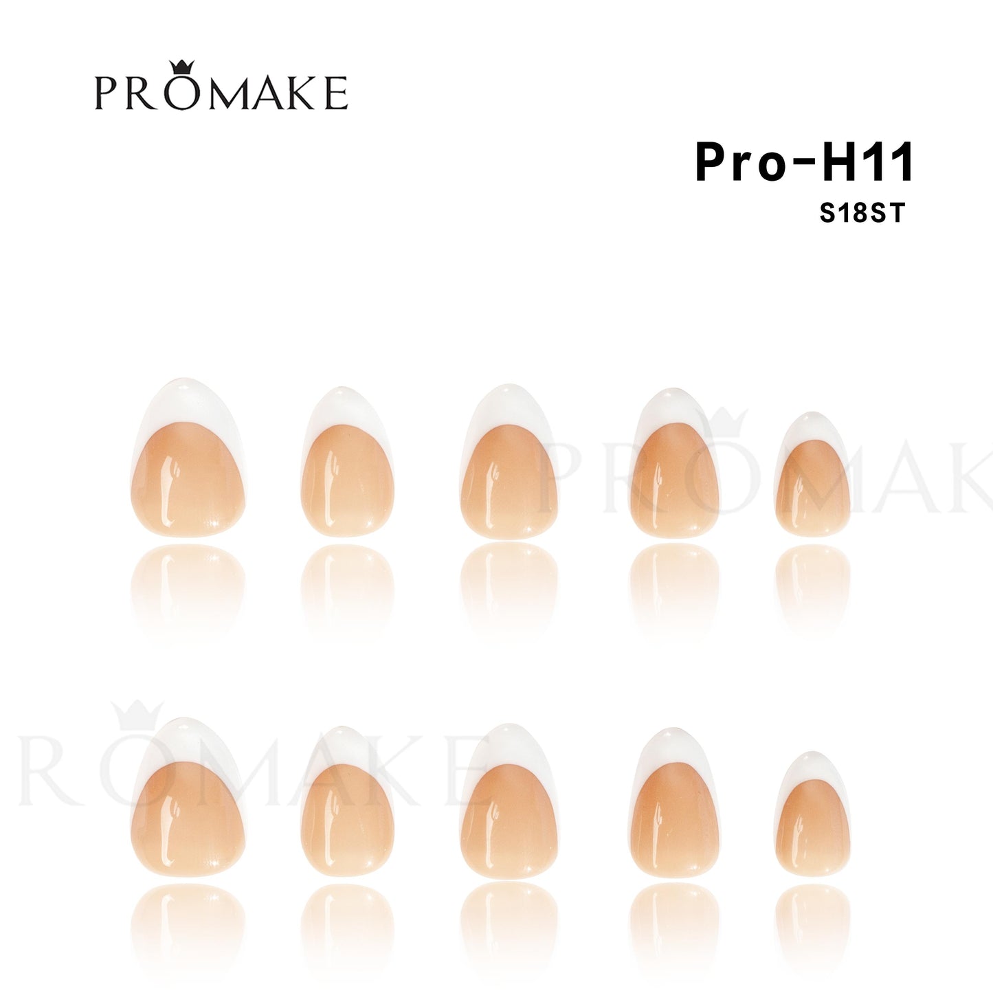 Promake French Style-  100% Handmade Nails- Press On Nails- Luxurious Nails-10 PCS with Glue,Perfect for DIY Nail Art and Gifts-size -XS-XL