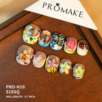 Promake | Symphony Spring Collection | Handmade 3D Floral Press On Nails | Multiple Lengths & Shapes