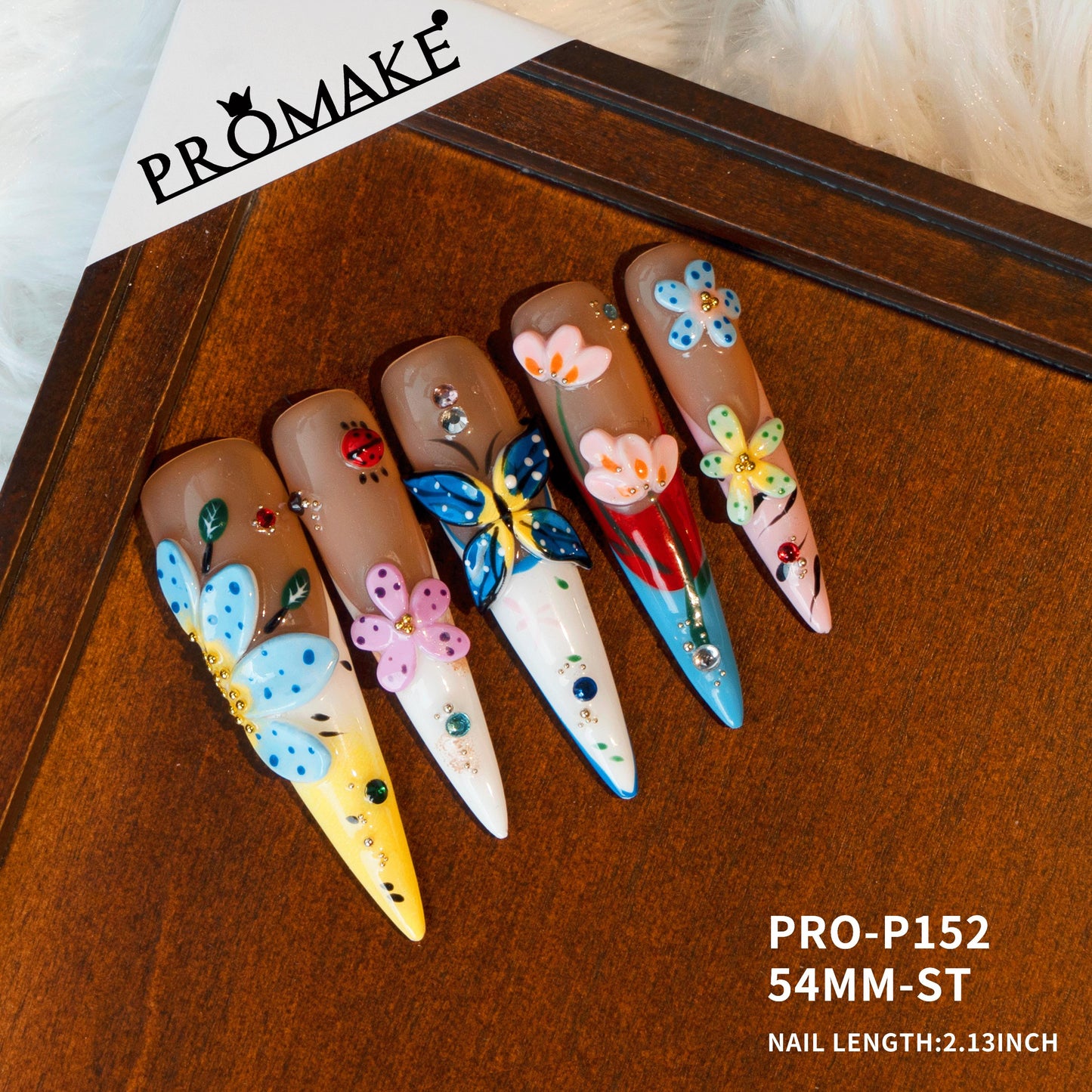 Promake | Symphony Spring Collection | Handmade 3D Floral Press On Nails | Multiple Lengths & Shapes
