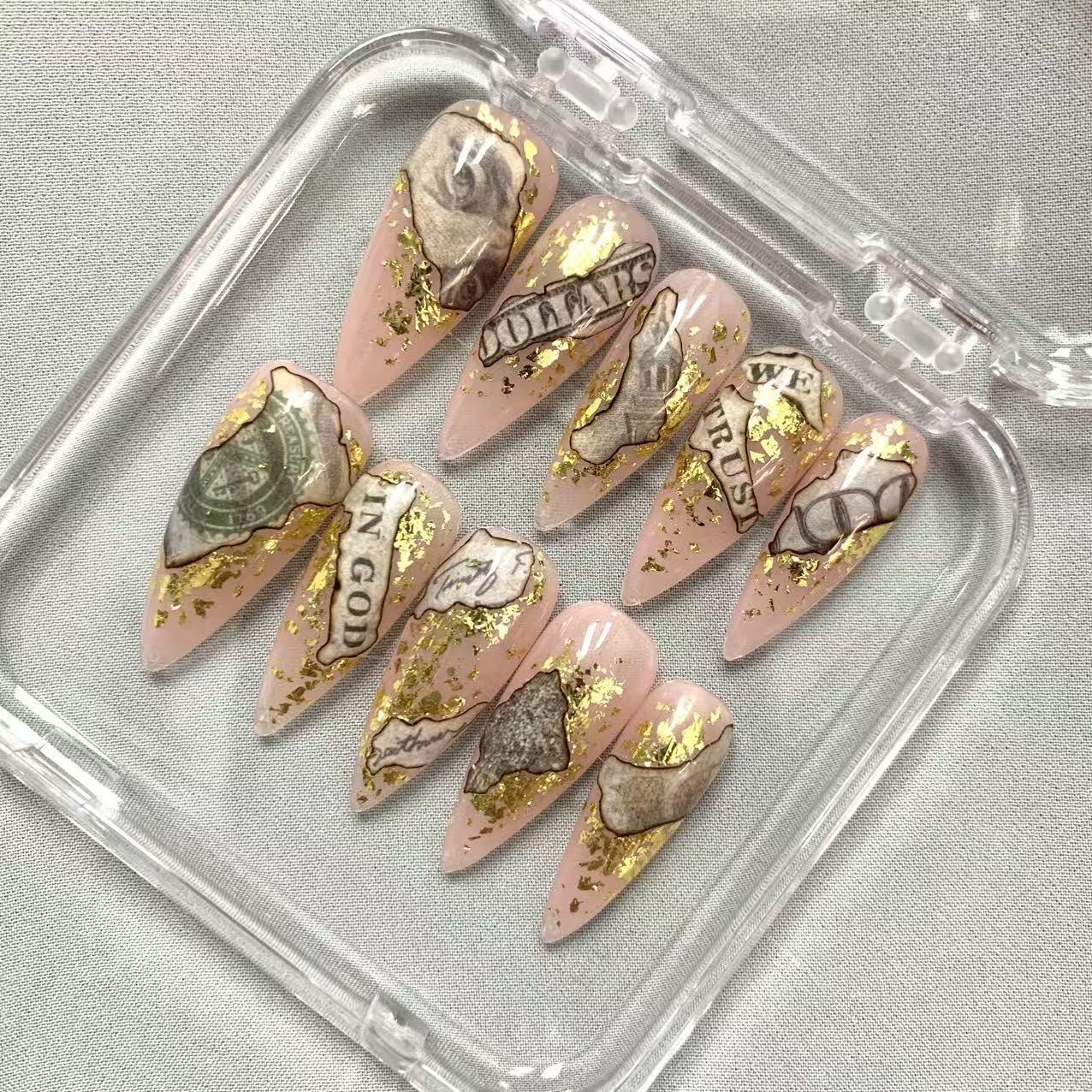 Promake 2026 New Summer Press-On Nails Collection| 100% Handmade Luxury Nails- Beach Ready Nails- Salon Nails at Home- Long Nail Set  with Art Designs & Care Tools - Ready to Gift - Size S-L