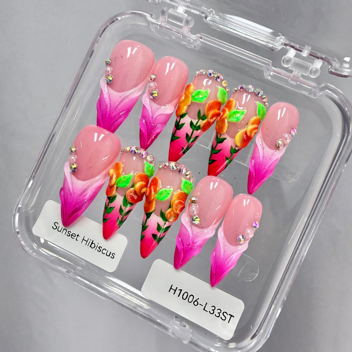 Promake 2026 New Summer Press-On Nails Collection| 100% Handmade Luxury Nails- Beach Ready Nails- Salon Nails at Home- Long Nail Set  with Art Designs & Care Tools - Ready to Gift - Size S-L