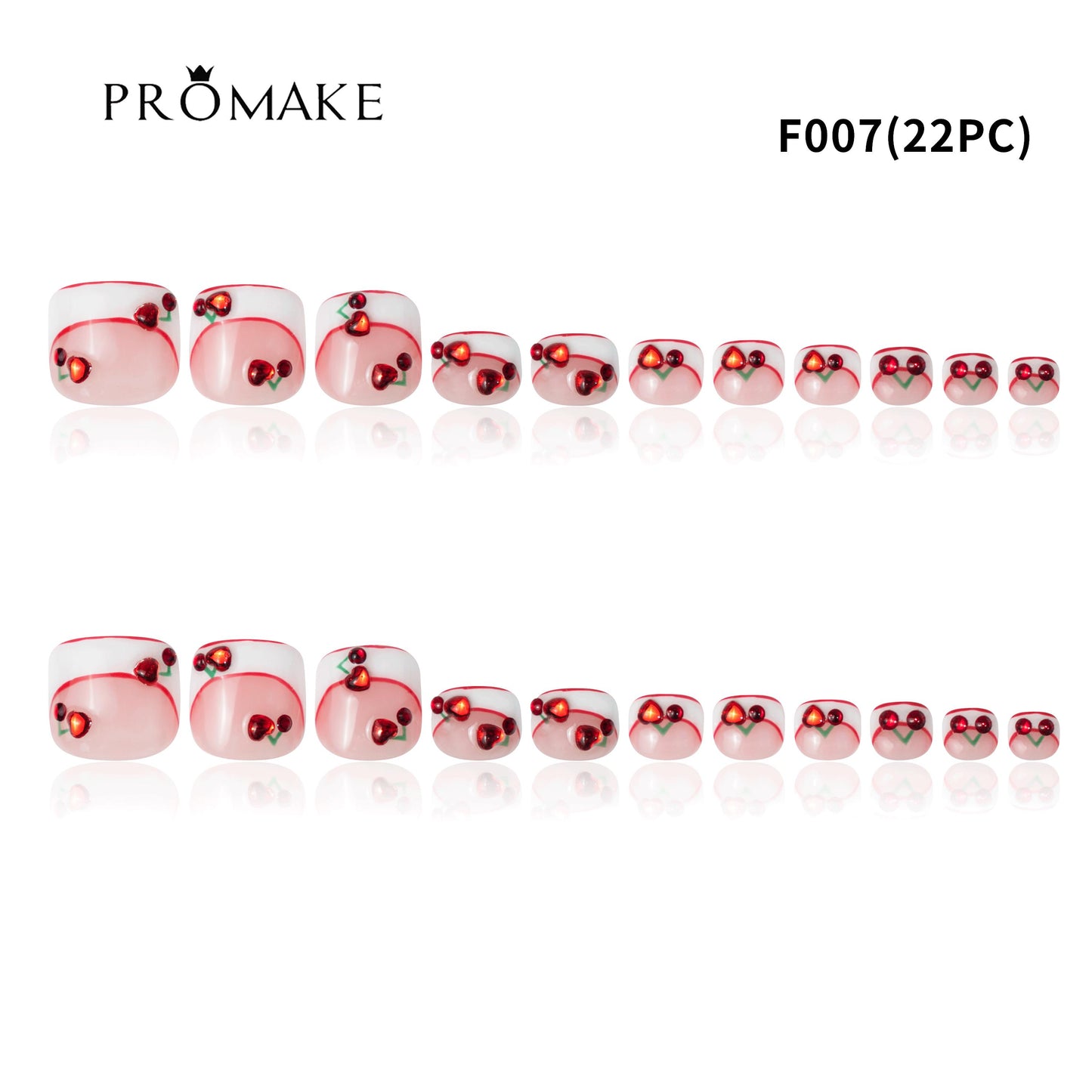 |Promake Toe Nails|- Totally 22 PCS Toe Nails- Luxurious Feet Nails- 100% Hand Made- Press On Toe Nails- Foot Nails