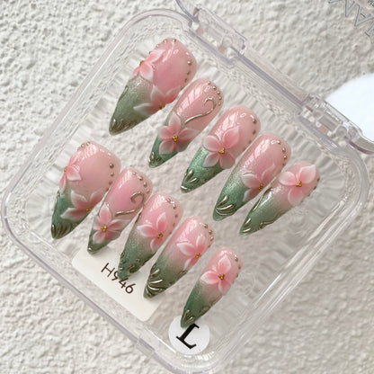 Promake H946-L33ST Handmade Press On Nails, Summer Beach Ready, Nail Inspo Name Accessory
