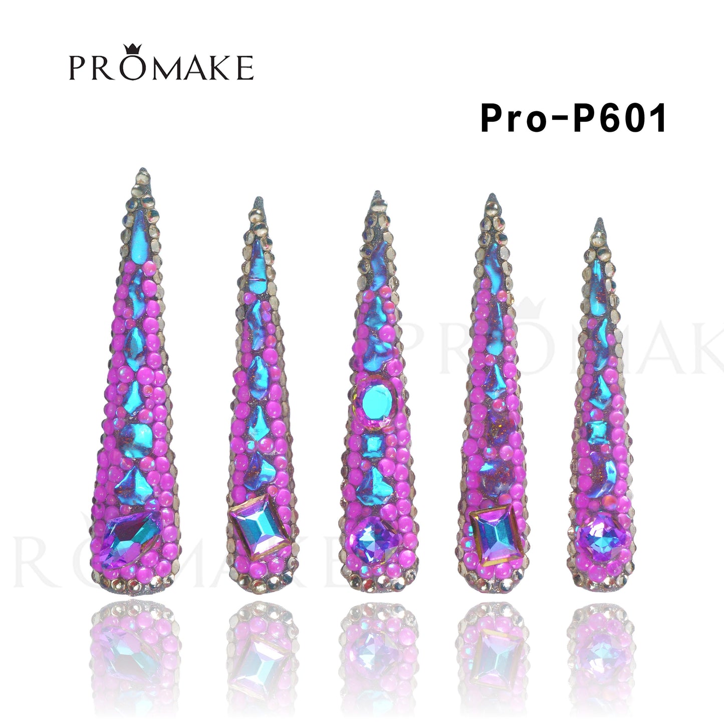 Promake Queen Nails-  78MM-  Extra Long Luxury Handmade Press on Nails-  Nail Art Nail Care-With Nails Tools-  78MM Length Super Long Length -  S-L Size
