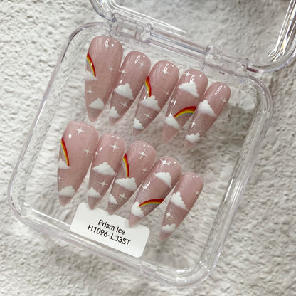 Promake H1096-L33ST Handmade Press On Nails, Summer Beach Ready, Nail Inspo Name Accessory