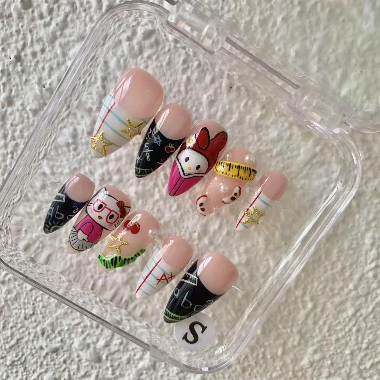 Handmade Press-On Acrylic Nails, Reusable & Easy to Apply Fast, Complete Manicure Kit in Various Sizes, Nail Supplies