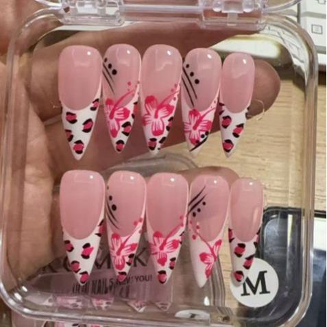 Promake | Two Trending  Luxury Handmade Acrylic Press On Nails for Women - Reusable, 3D Nail Art, Rhinestones, Unique Designer Styles, Multiple Shapes & Lengths, Upgraded Application Kit, Multi-Size