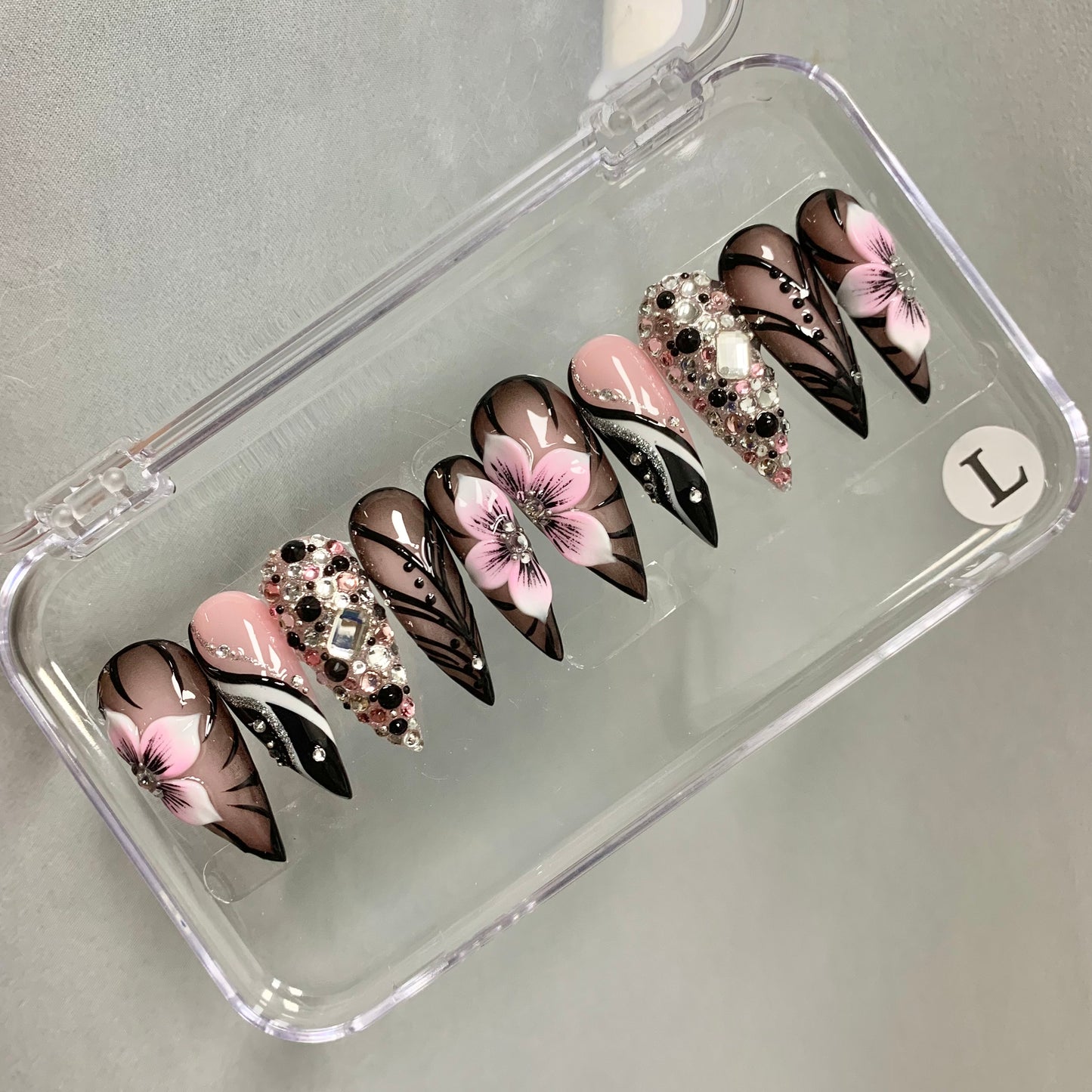 Promake Fall Muse Collection Luxury Handmade Women's Reusable 3D Acrylic Press On Nails - Cat Eye, Rhinestone, Unique Autumn Designs, Multiple Shapes & Lengths, Application Kit, Nail Art Supply