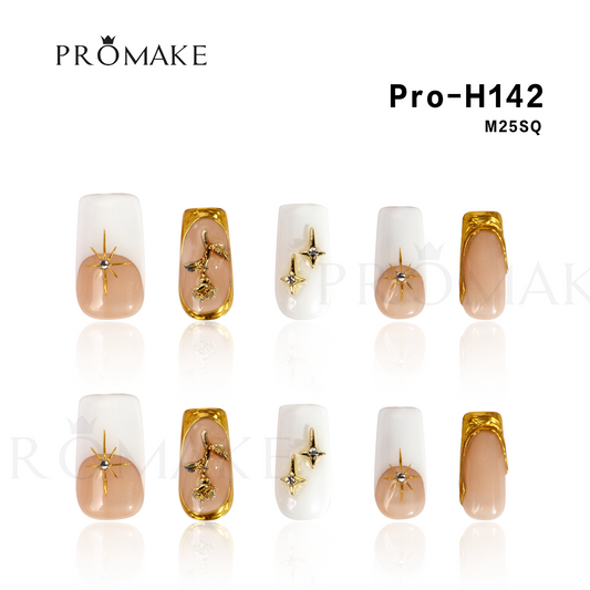 Promake Luxury - Mid-Length H141-H160 - Handmade Press On Nails 10PCS Reuseable Nails wtih Nail tools