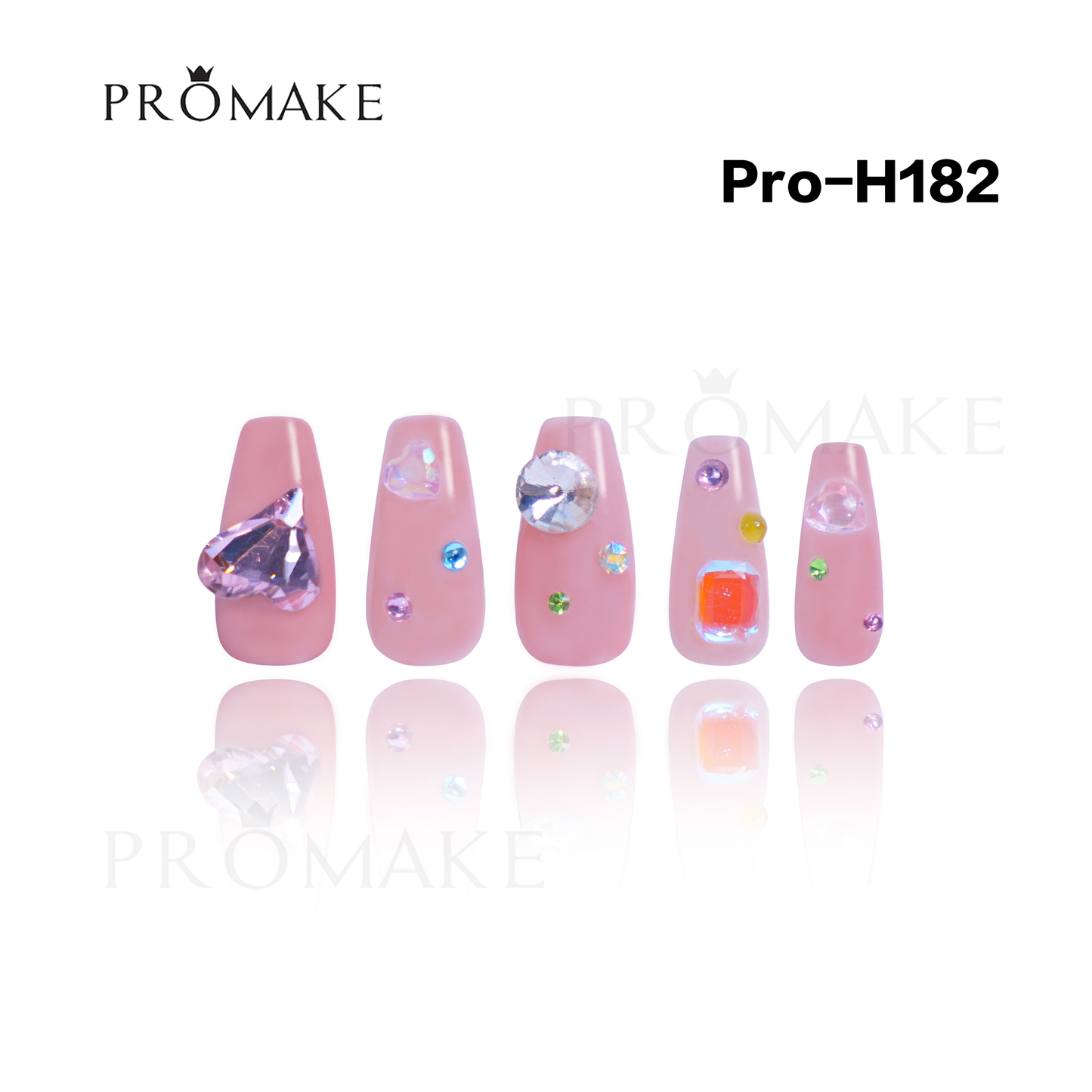 [New Arrival] Promake Luxury - Mid-Length H181-H200 - Handmade Press On Nails 10PCS Reuseable Nails wtih Nail tools