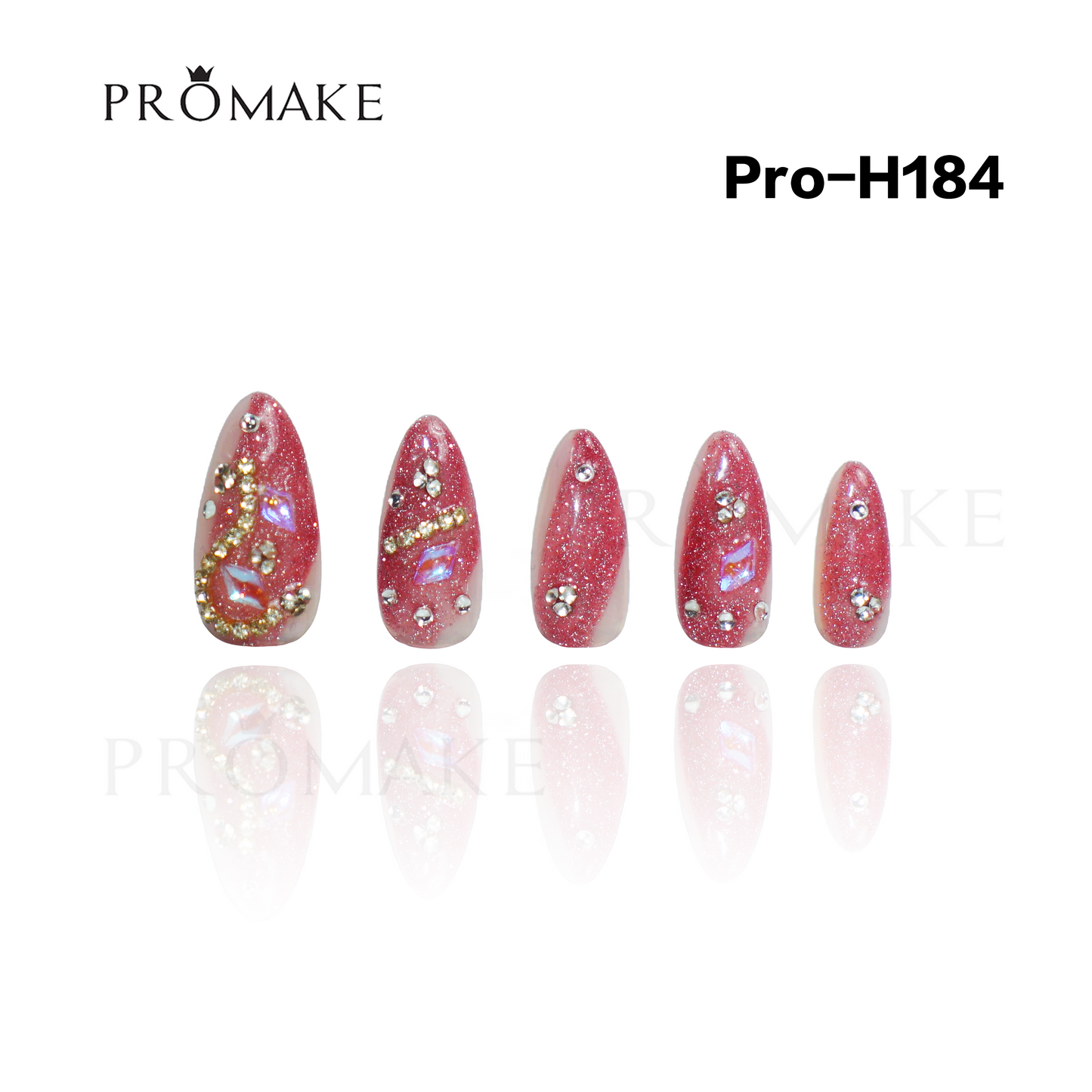 [New Arrival] Promake Luxury - Mid-Length H181-H200 - Handmade Press On Nails 10PCS Reuseable Nails wtih Nail tools
