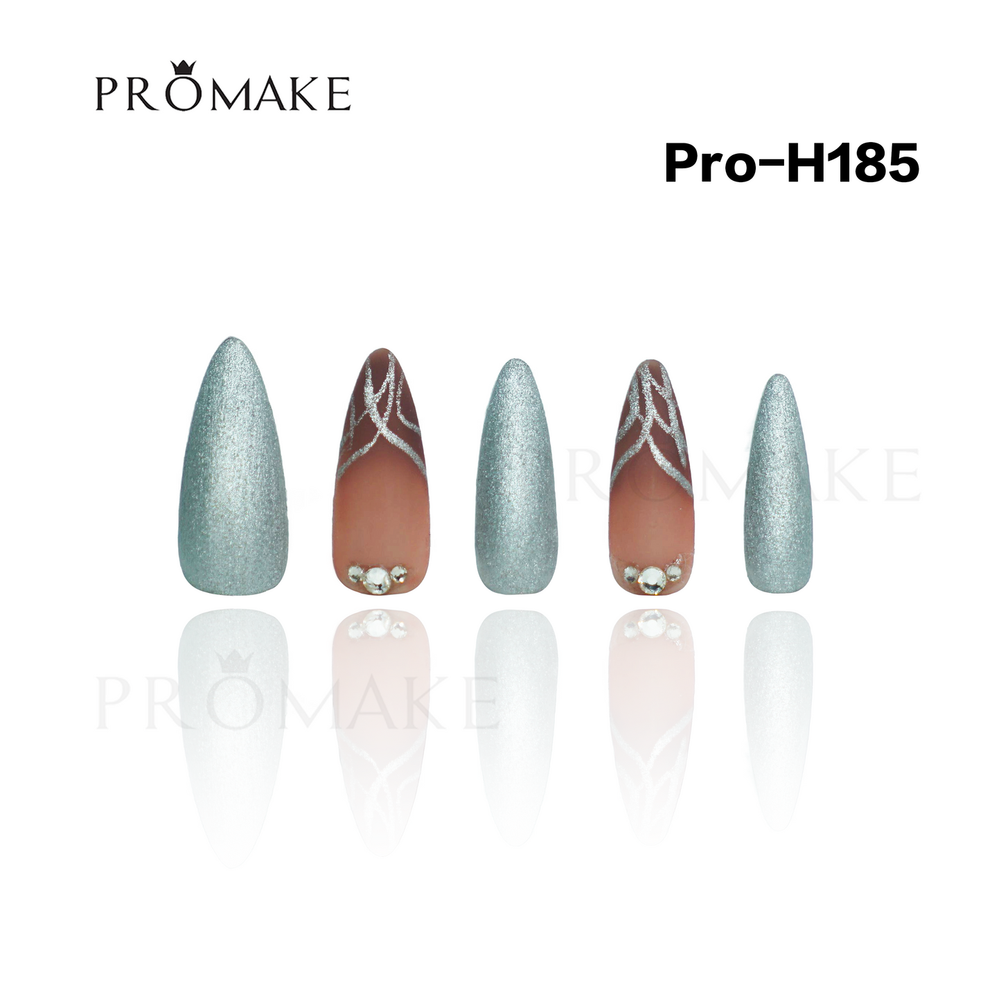 [New Arrival] Promake Luxury - Mid-Length H181-H200 - Handmade Press On Nails 10PCS Reuseable Nails wtih Nail tools