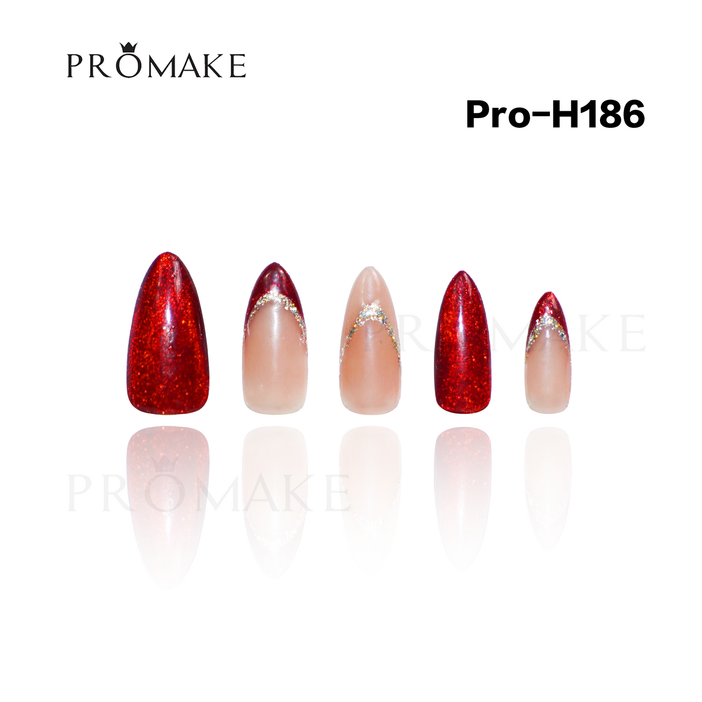 [New Arrival] Promake Luxury - Mid-Length H181-H200 - Handmade Press On Nails 10PCS Reuseable Nails wtih Nail tools