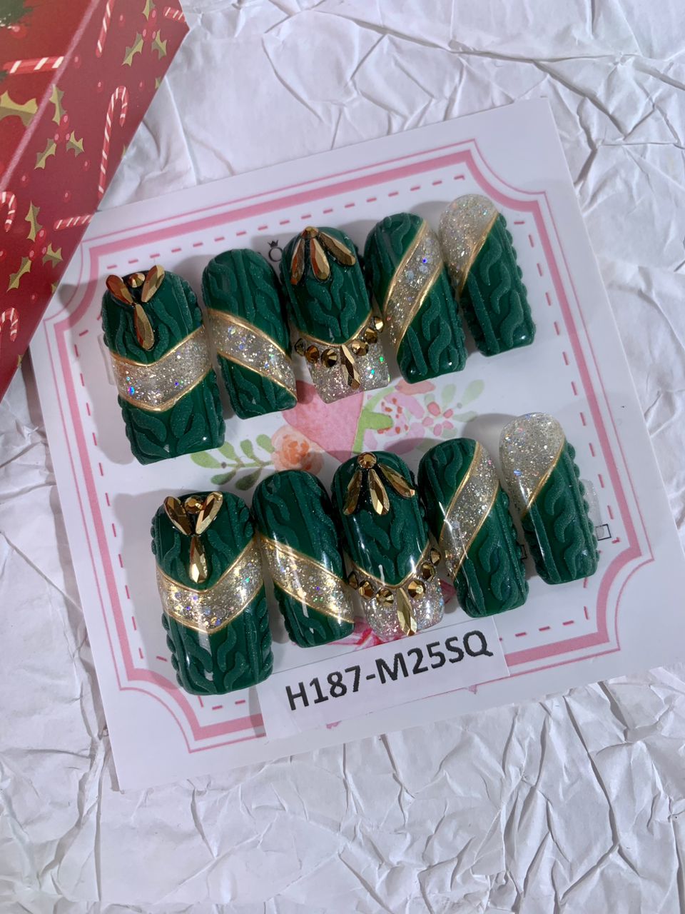 [NEW ARRIVAL] Promake Christmas design！- Custom Handmade Press On Nails 10PCS Reuseable Nails wtih Nail tools