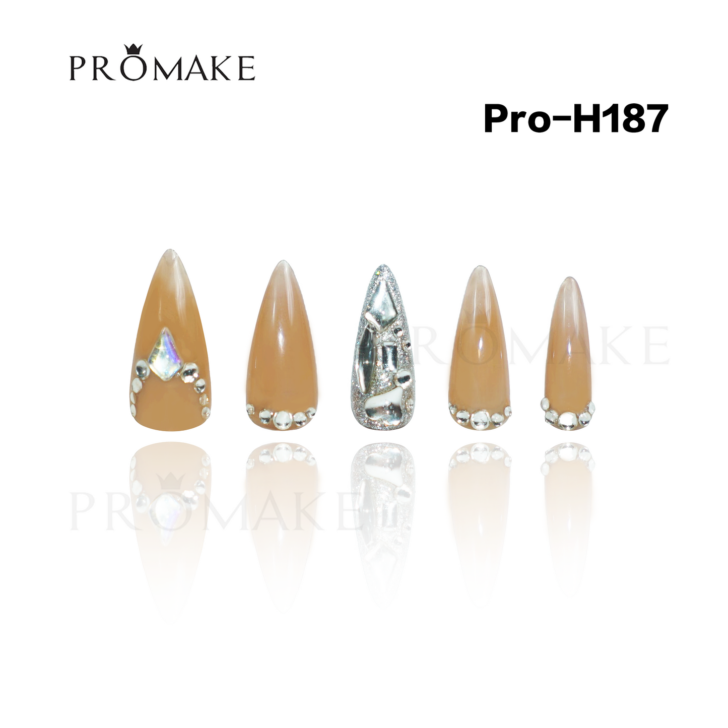 [New Arrival] Promake Luxury - Mid-Length H181-H200 - Handmade Press On Nails 10PCS Reuseable Nails wtih Nail tools