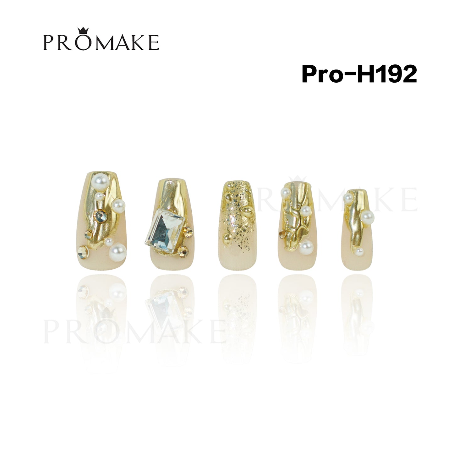 [New Arrival] Promake Luxury - Mid-Length H181-H200 - Handmade Press On Nails 10PCS Reuseable Nails wtih Nail tools