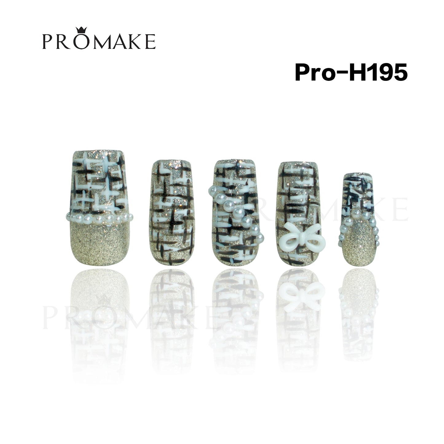 [New Arrival] Promake Luxury - Mid-Length H181-H200 - Handmade Press On Nails 10PCS Reuseable Nails wtih Nail tools