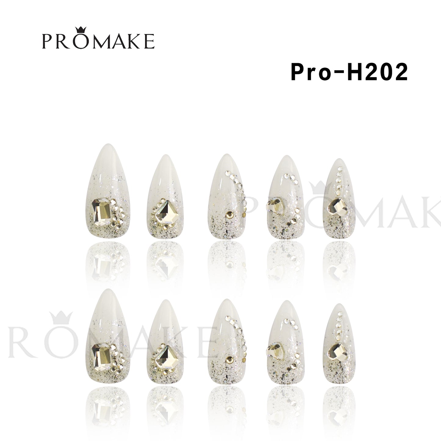 [New Arrival] Promake Luxury - Mid-Length H201-H220 - Handmade Press On Nails 10PCS Reuseable Nails wtih Nail tools