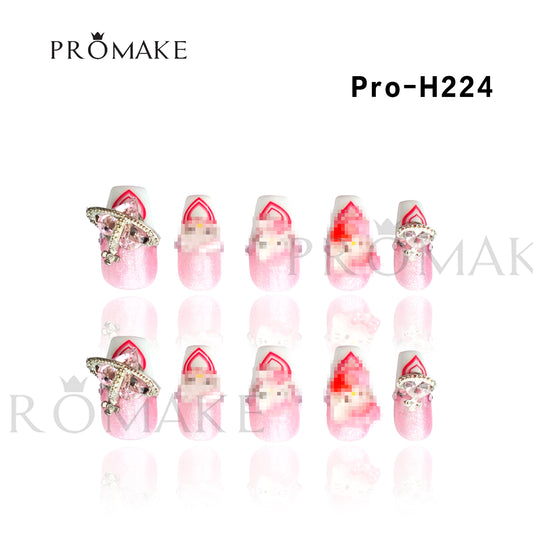 [New Arrival] Promake Luxury - Mid-Length H221-H240 - Handmade Press On Nails 10PCS Reuseable Nails wtih Nail tools