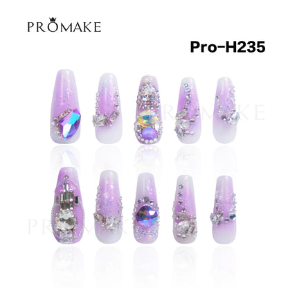 Promake SuperLuxury - H235-H509 - Custom Handmade Press On Nails 10PCS Reuseable Nails wtih Nail tools