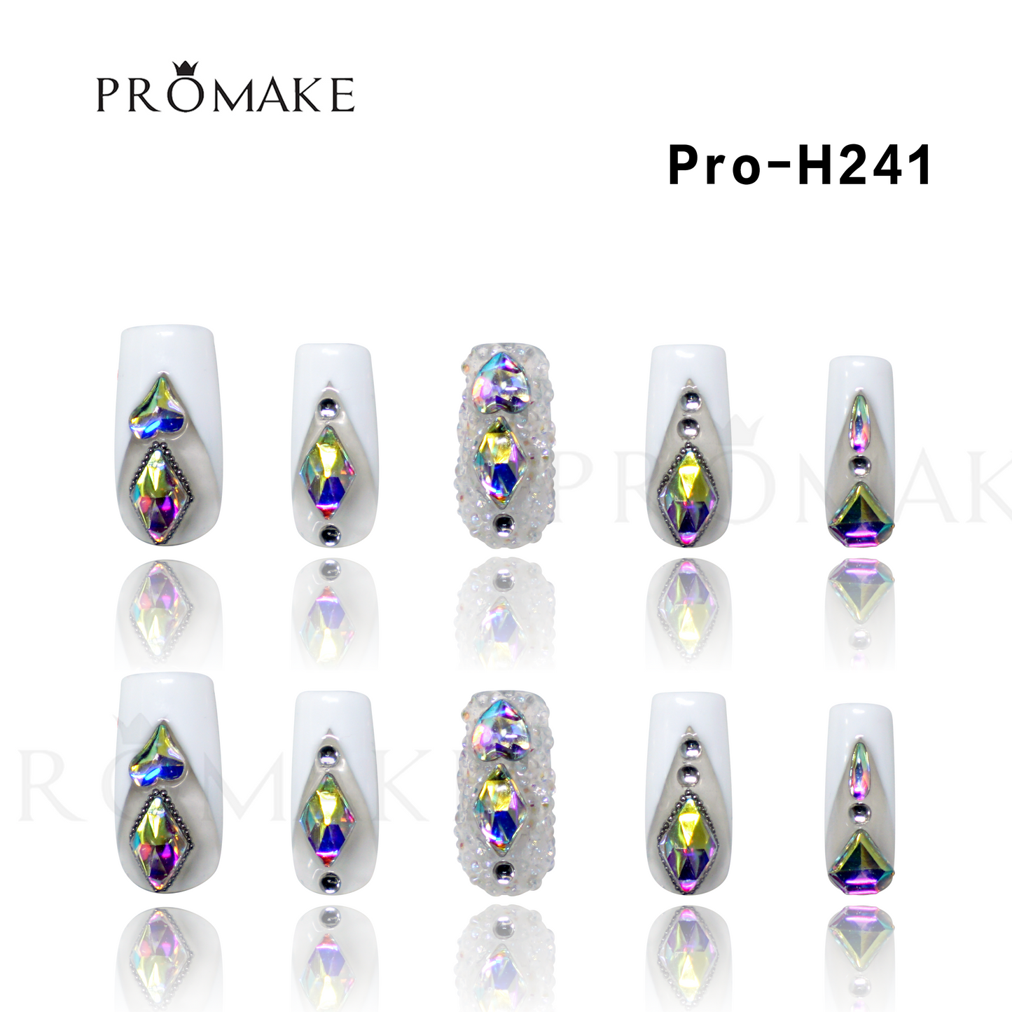 [New Arrival] Promake Luxury - Mid-Length H241-H294- Handmade Press On Nails 10PCS Reuseable Nails wtih Nail tools