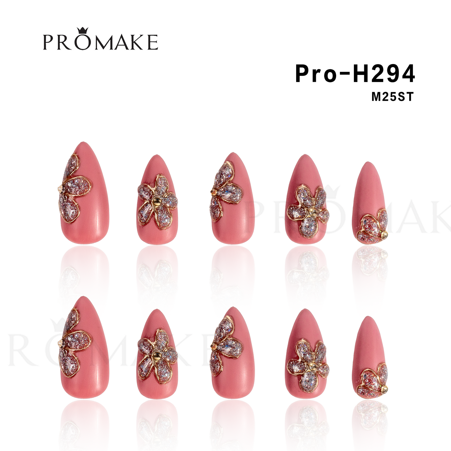 [New Arrival] Promake Luxury - Mid-Length H241-H294- Handmade Press On Nails 10PCS Reuseable Nails wtih Nail tools