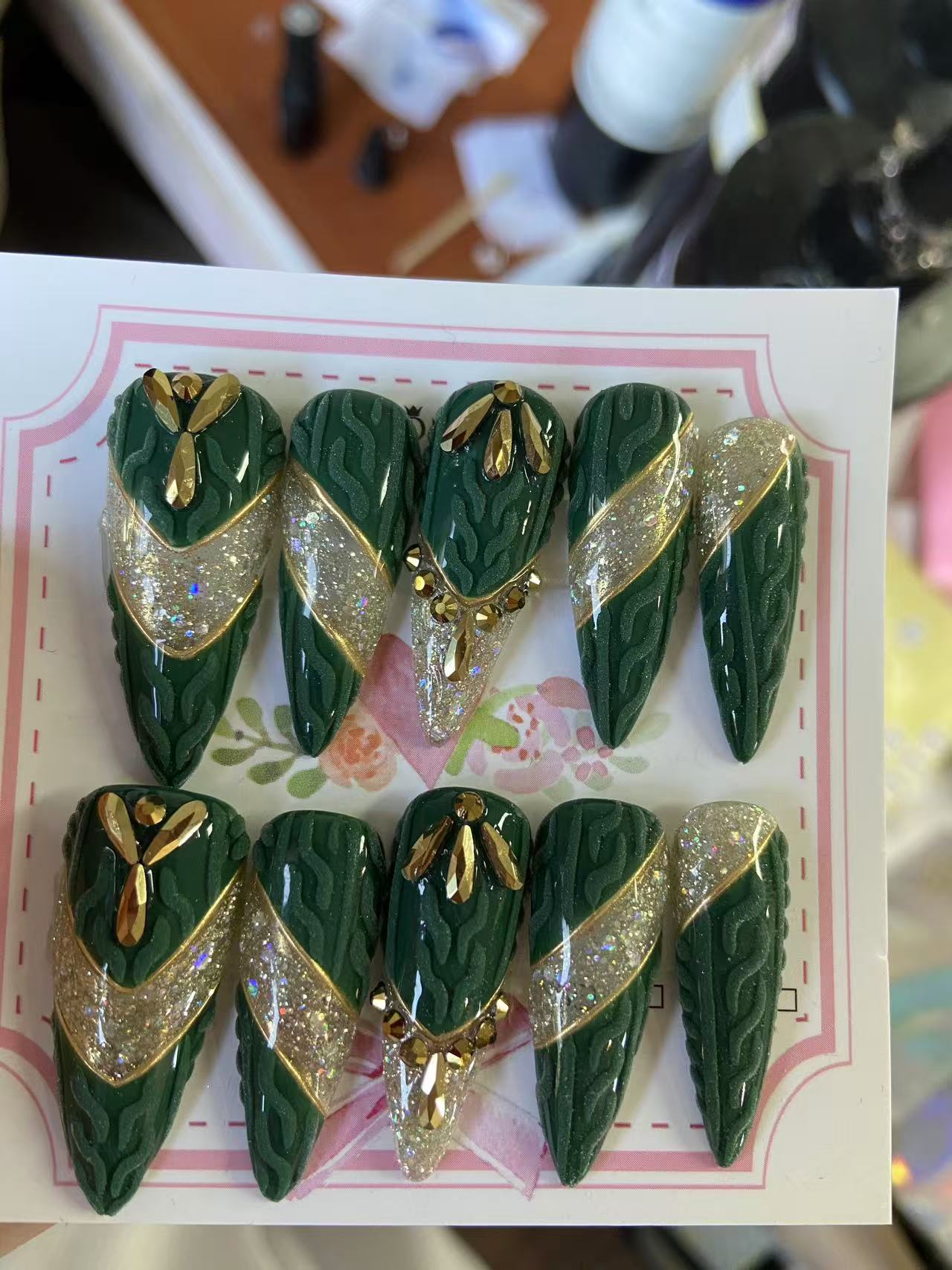 [NEW ARRIVAL] Promake Christmas design！- Custom Handmade Press On Nails 10PCS Reuseable Nails wtih Nail tools