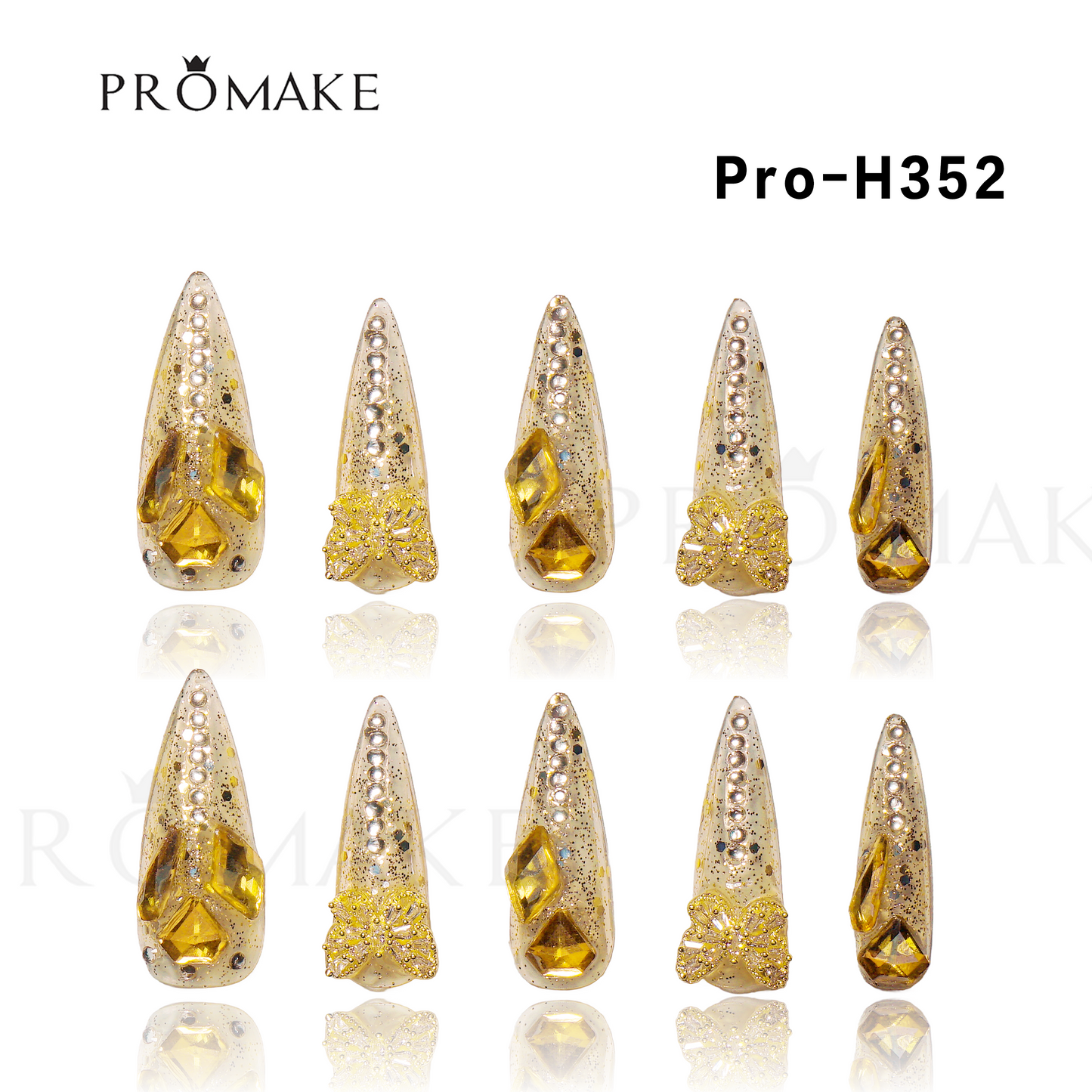 [New Arrival] Promake Luxury - Long length - H351-H371 - Custom Handmade Press On Nails 10PCS Reuseable Nails wtih Nail tools