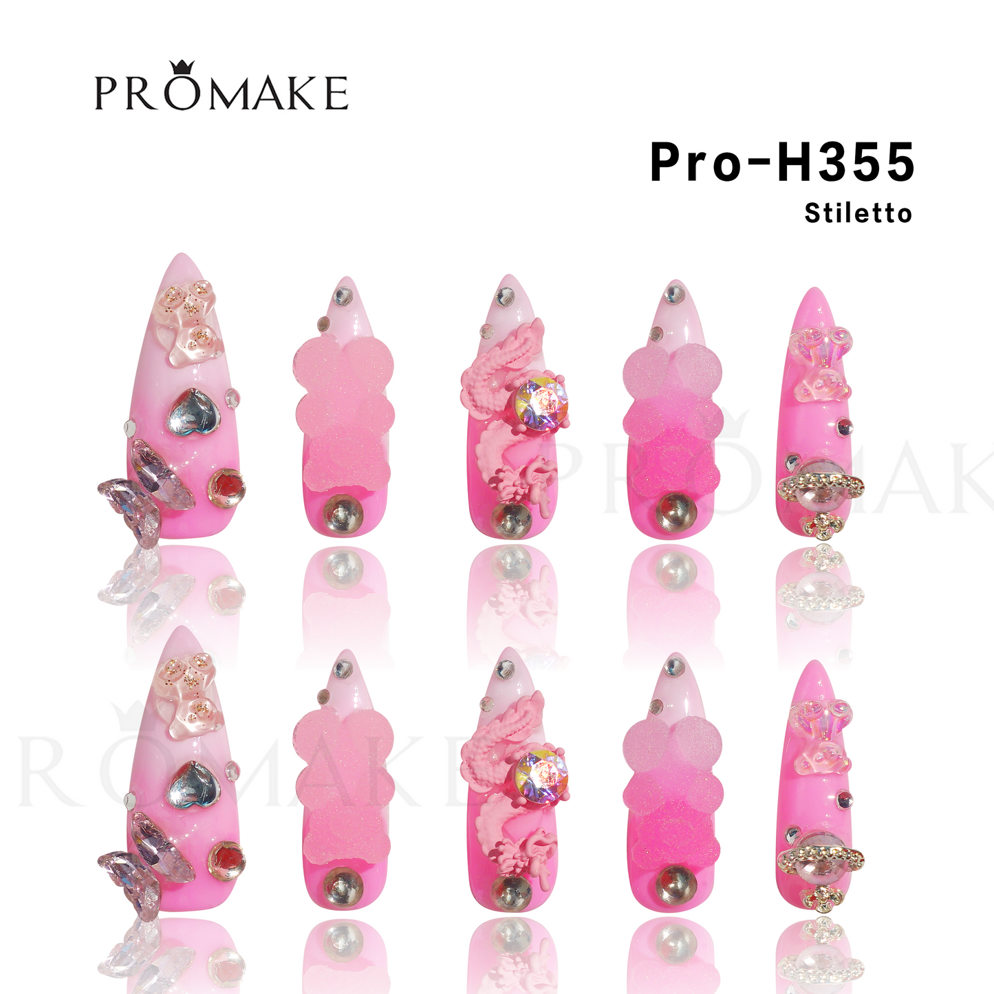 [New Arrival] Promake Luxury - Long length - H351-H371 - Custom Handmade Press On Nails 10PCS Reuseable Nails wtih Nail tools