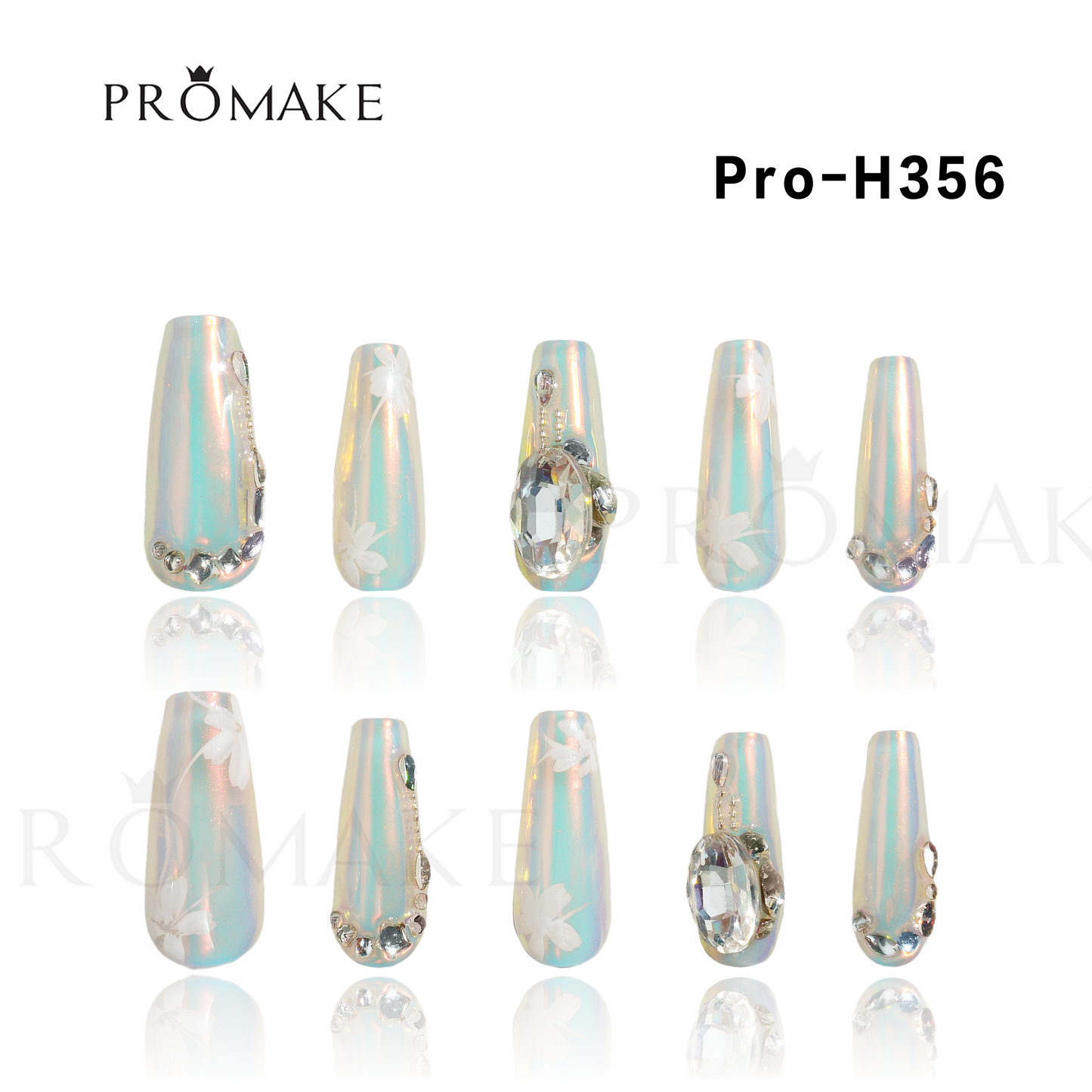 [New Arrival] Promake Luxury - Long length - H351-H371 - Custom Handmade Press On Nails 10PCS Reuseable Nails wtih Nail tools