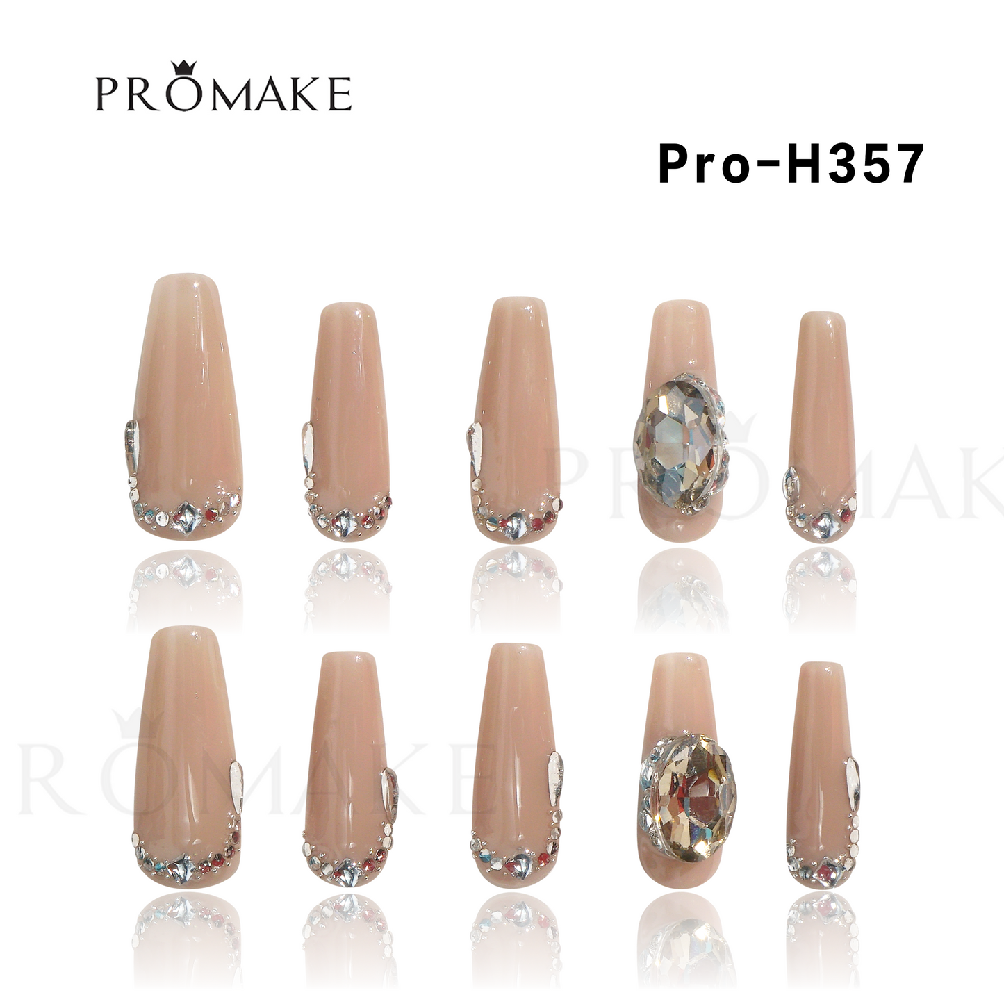 [New Arrival] Promake Luxury - Long length - H351-H371 - Custom Handmade Press On Nails 10PCS Reuseable Nails wtih Nail tools