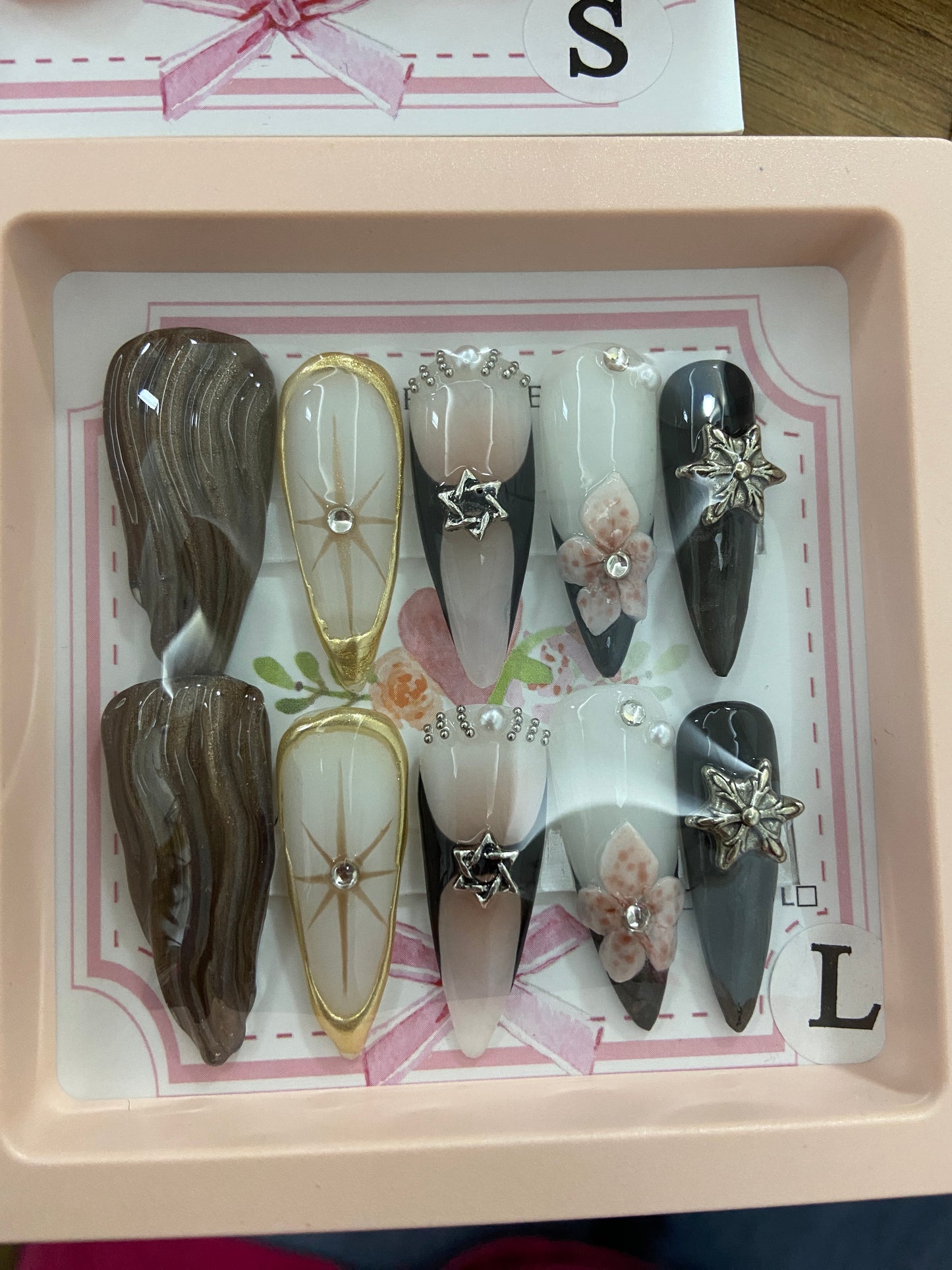 [New Arrival] Promake Luxury - Long length - H351-H371 - Custom Handmade Press On Nails 10PCS Reuseable Nails wtih Nail tools