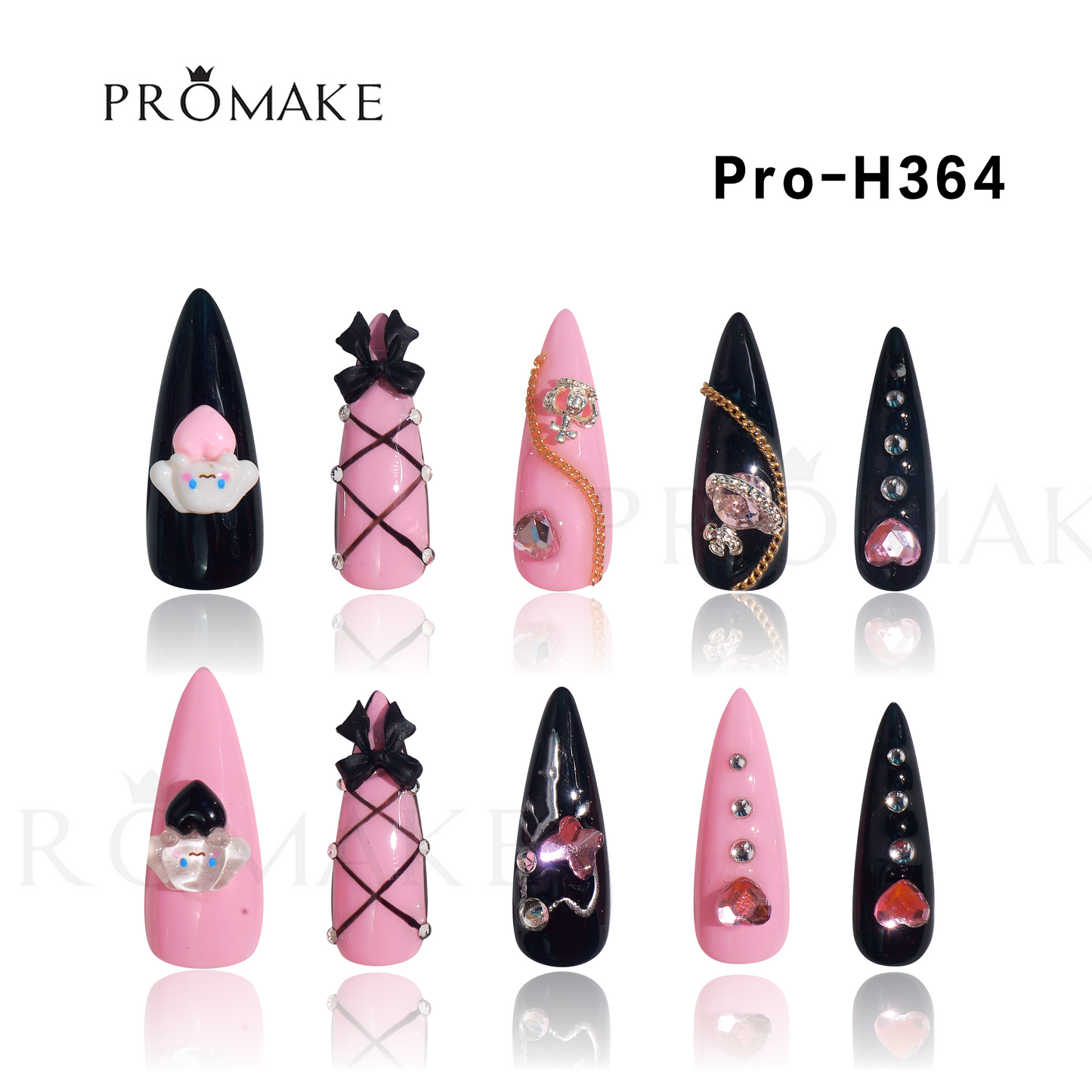 [New Arrival] Promake Luxury - Long length - H351-H371 - Custom Handmade Press On Nails 10PCS Reuseable Nails wtih Nail tools