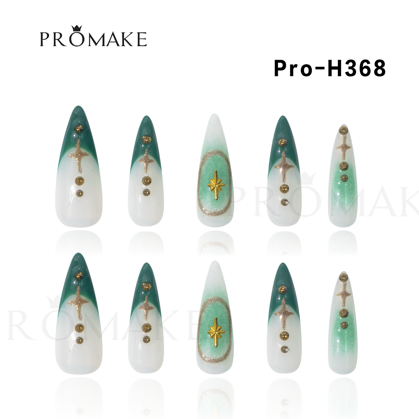 [New Arrival] Promake Luxury - Long length - H351-H371 - Custom Handmade Press On Nails 10PCS Reuseable Nails wtih Nail tools