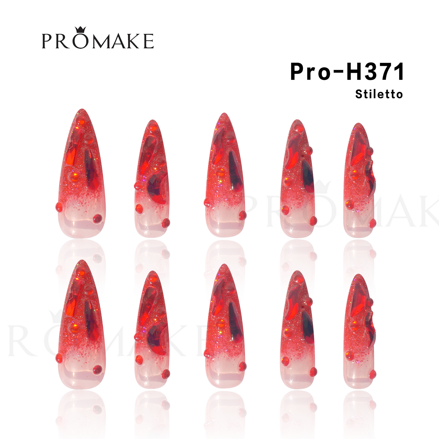 [New Arrival] Promake Luxury - Long length - H351-H371 - Custom Handmade Press On Nails 10PCS Reuseable Nails wtih Nail tools