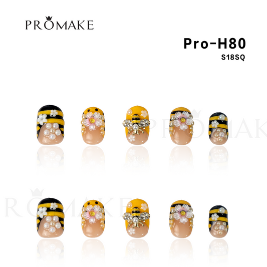 Promake Luxury - Short Length H61-H80 - Handmade Press On Nails Reusable 10PCS