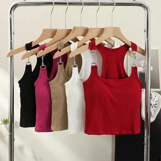 Summer Hot Girl Camisole Women's Fixed Coaster Anti-Exposure New Design Inner Wear Outer Wear Top Women's