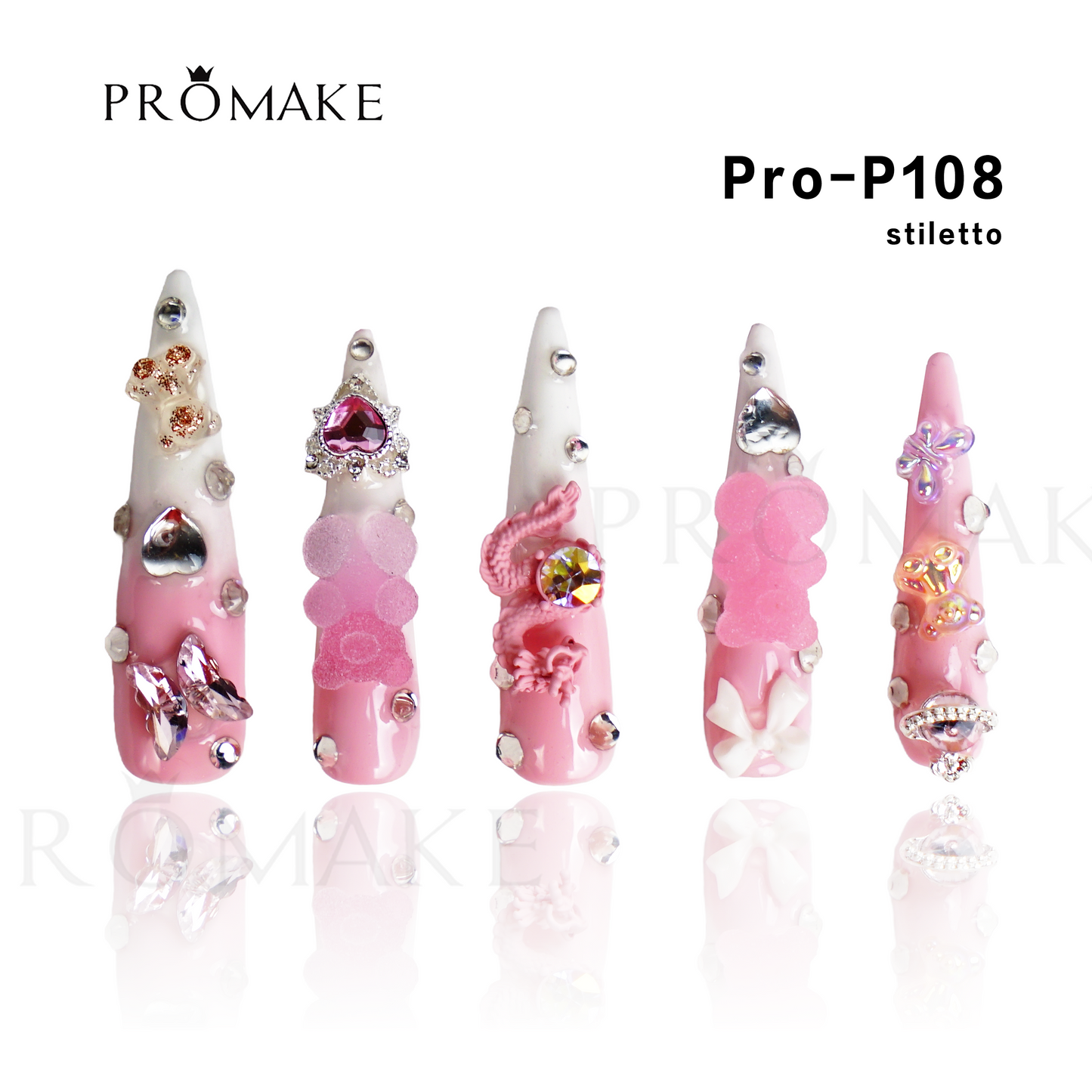 [NEW ARRIVAL] Promake Luxury - Super Long 54MM - P93-P108 - Custom Handmade Press On Nails 10PCS Reuseable Nails wtih Nail tools