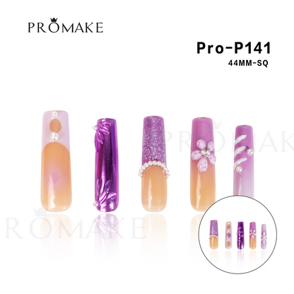 [NEW ARRIVAL] Promake Luxury - Super Long 44MM Part2 - P141- Custom Handmade Press On Nails 10PCS Reuseable Nails wtih Nail tools