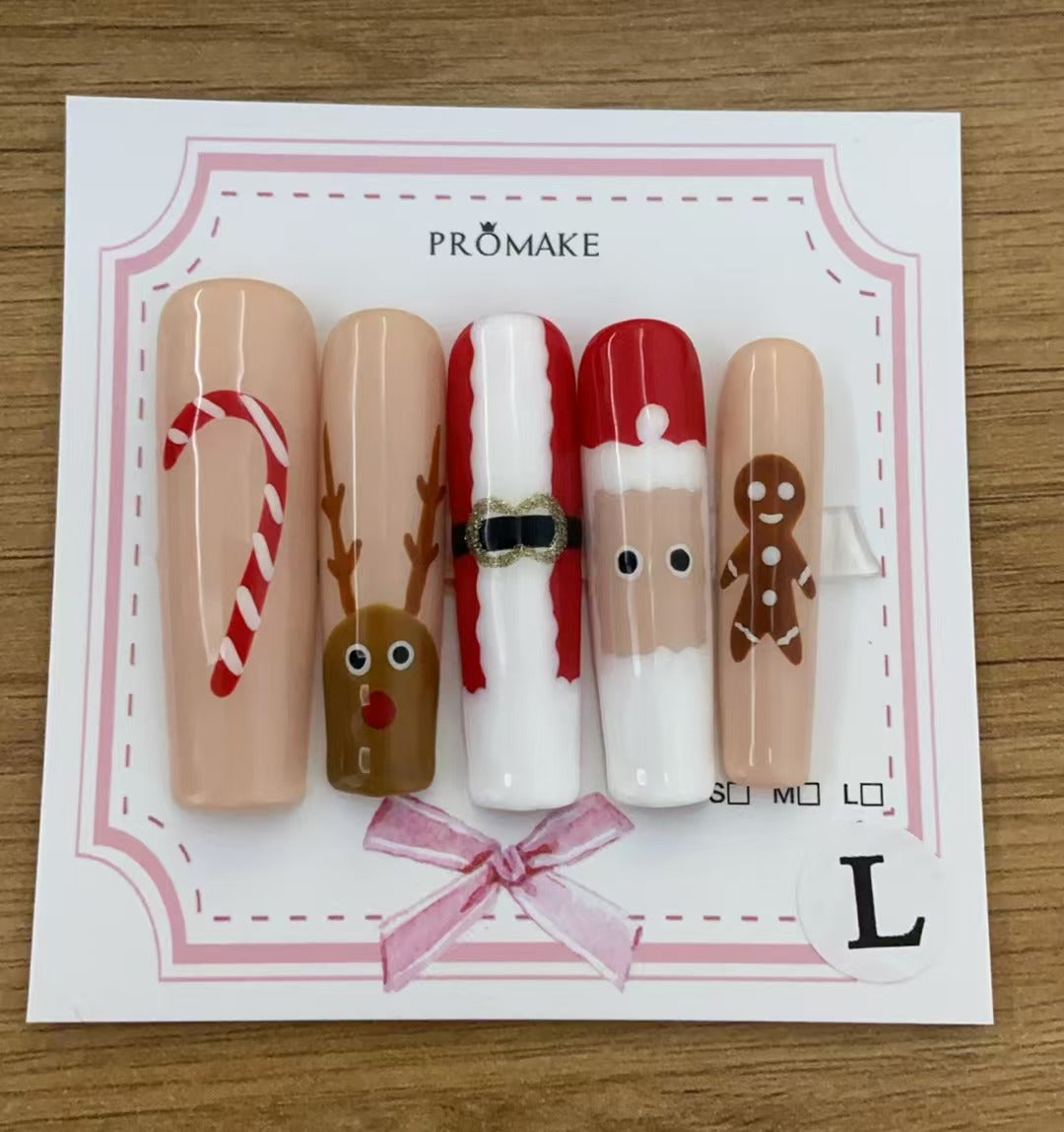 [NEW ARRIVAL] Promake Christmas design！- Custom Handmade Press On Nails 10PCS Reuseable Nails wtih Nail tools