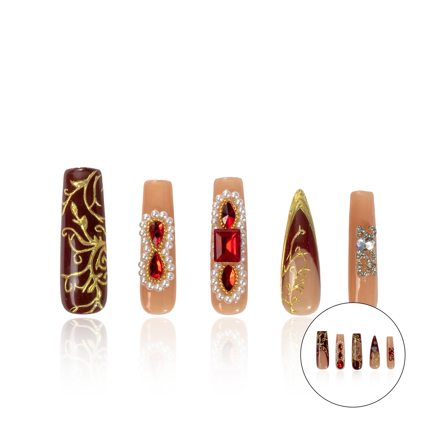 [NEW ARRIVAL] Promake Luxury - Super Long 44MM - P03-133-44mm - Custom Handmade Press On Nails 10PCS Reuseable Nails wtih Nail tools