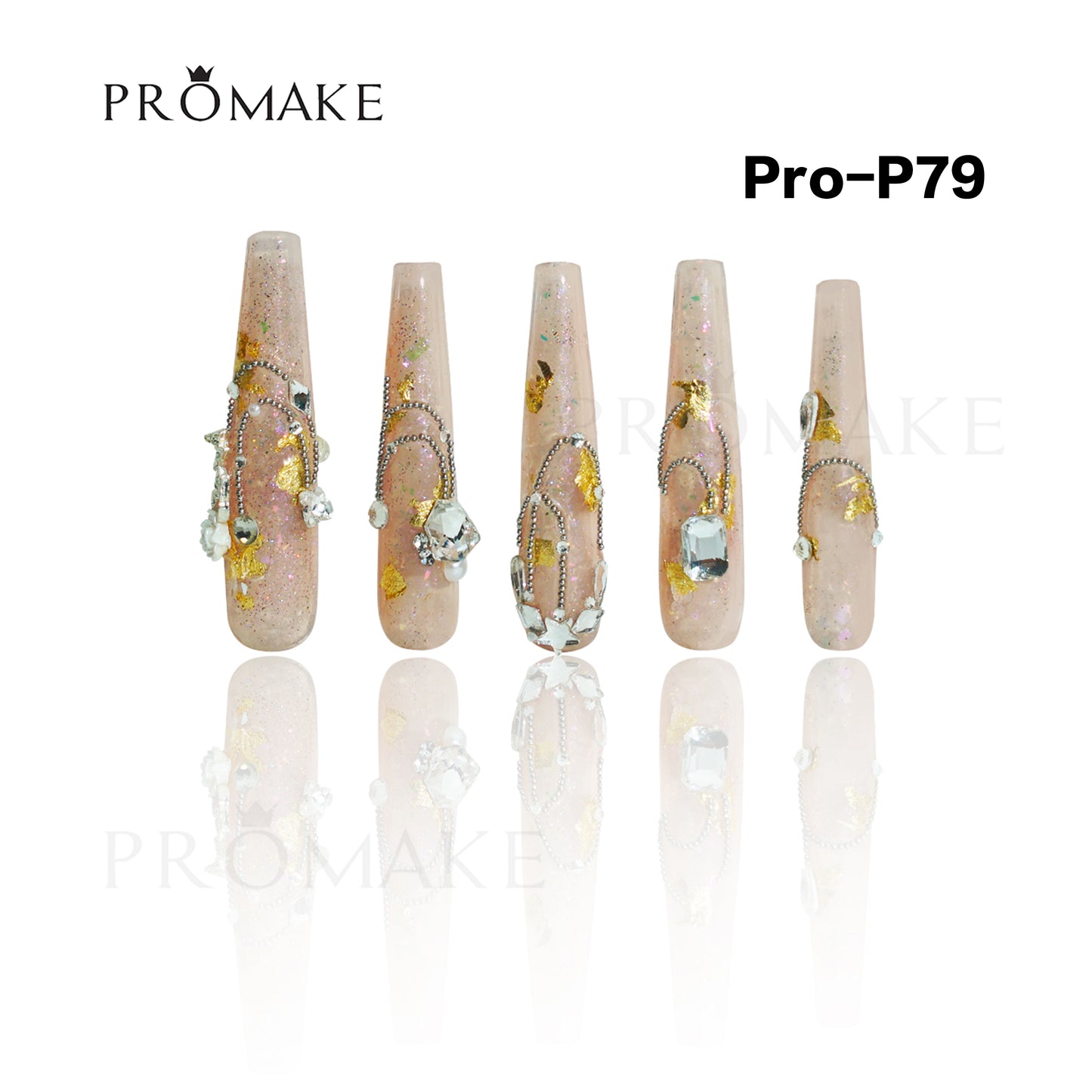 [NEW ARRIVAL] Promake Luxury - Super Long 54MM - P74-P92 - Custom Handmade Press On Nails 10PCS Reuseable Nails wtih Nail tools