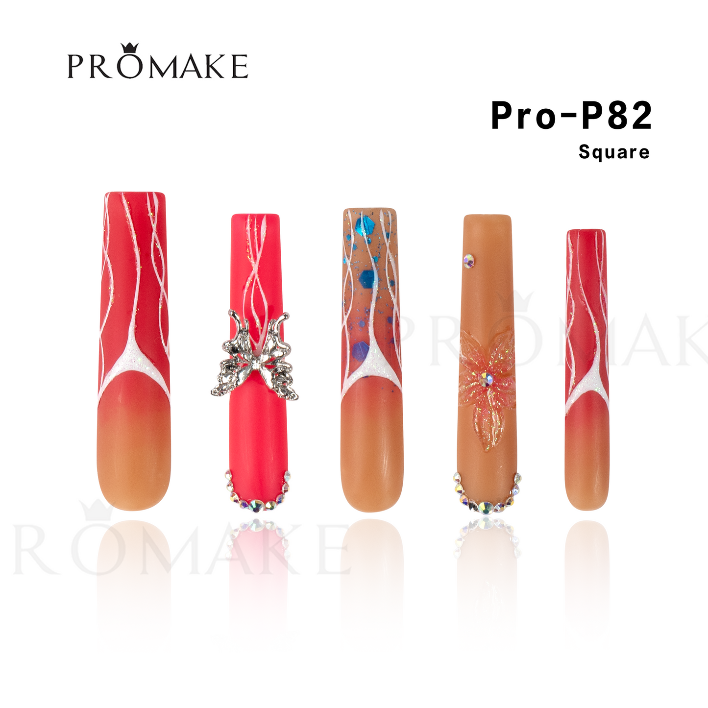 [NEW ARRIVAL] Promake Luxury - Super Long 54MM - P74-P92 - Custom Handmade Press On Nails 10PCS Reuseable Nails wtih Nail tools