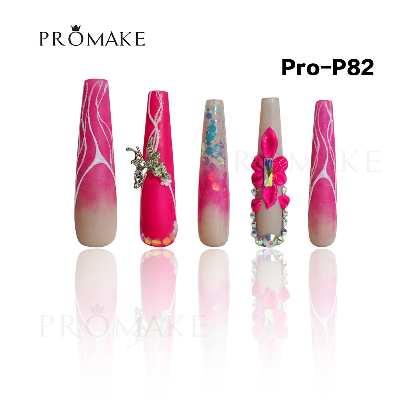 [NEW ARRIVAL] Promake Luxury - Super Long 54MM - P74-P92 - Custom Handmade Press On Nails 10PCS Reuseable Nails wtih Nail tools