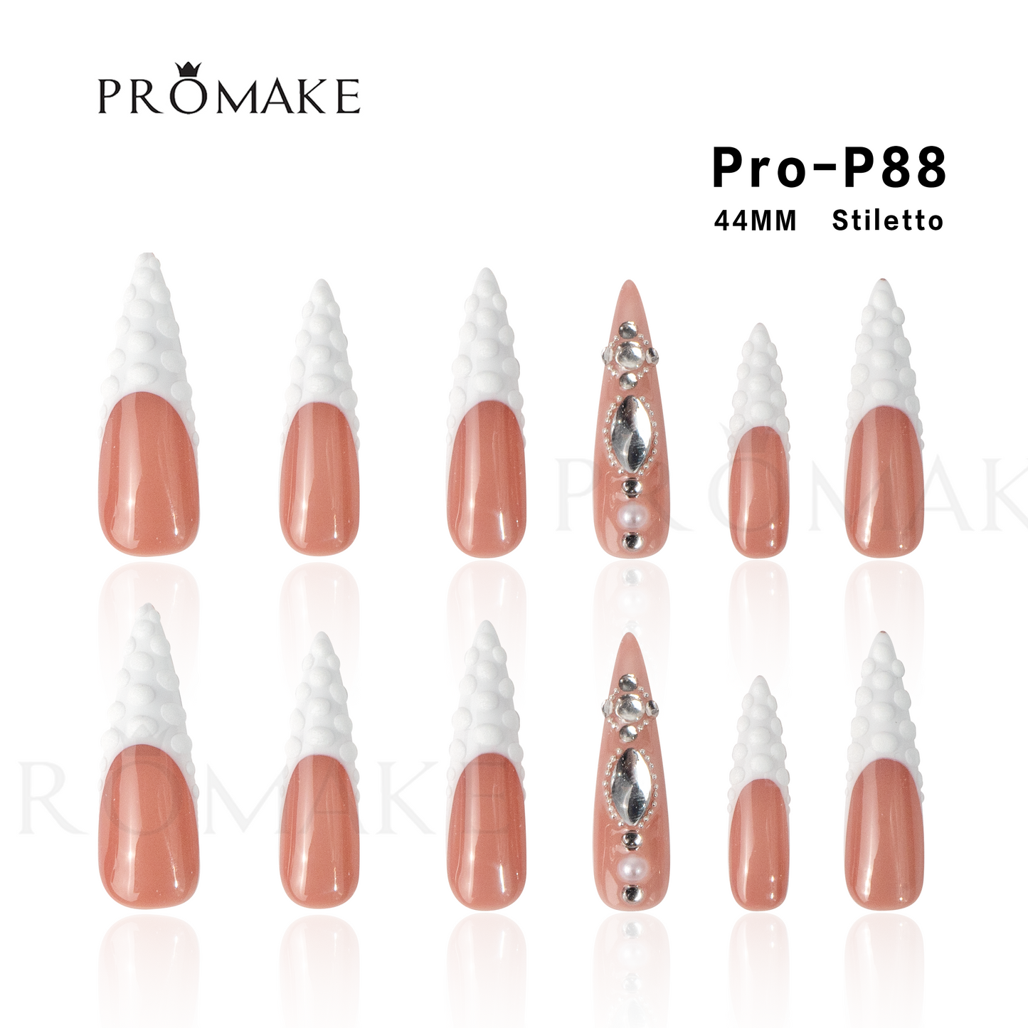 [NEW ARRIVAL] Promake Luxury - Super Long 44MM - P03-133-44mm - Custom Handmade Press On Nails 10PCS Reuseable Nails wtih Nail tools