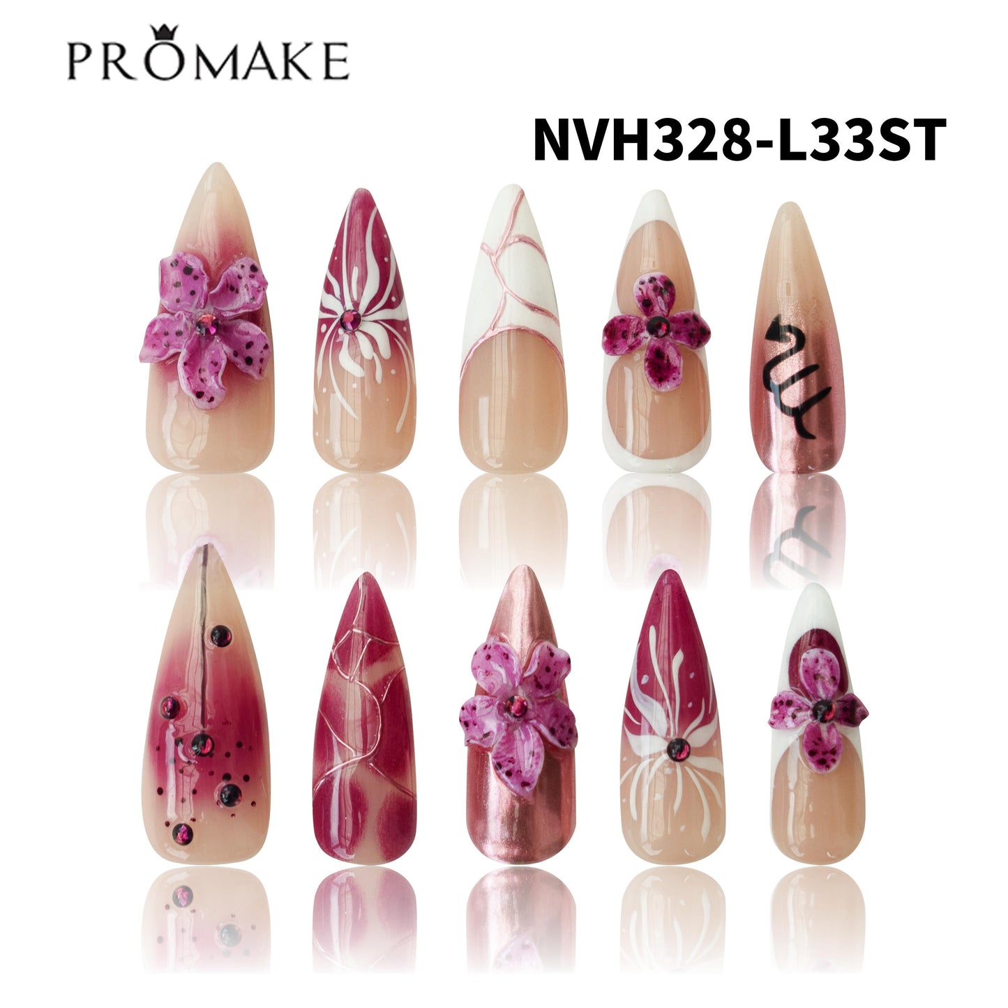 Promake Nails | New XS Size | 100% Handmade Luxury Nails-  Luxury Handmade Press on Nails-Nail Art Nail Care-With Nails Tools-Different Length