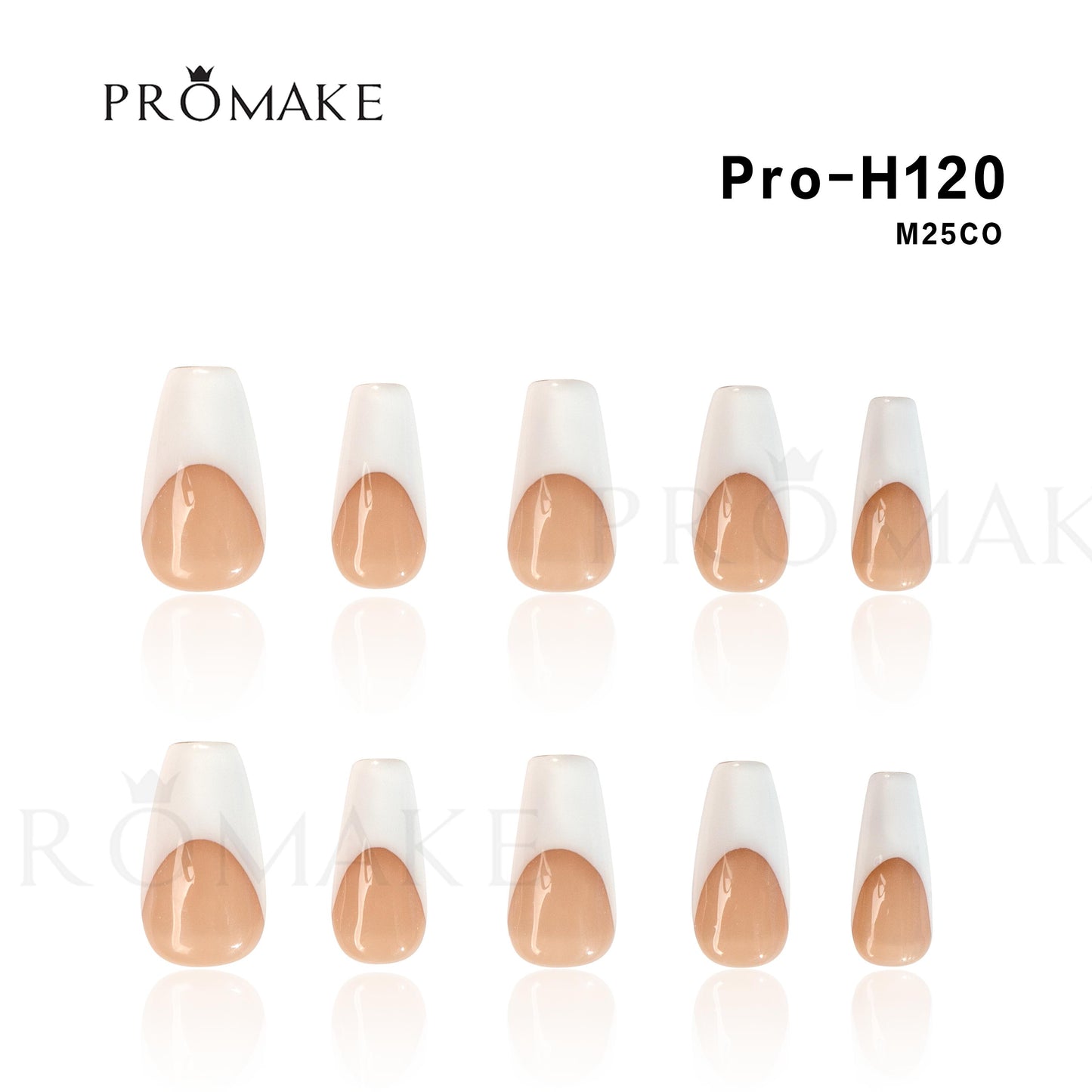 Promake French Style-  100% Handmade Nails- Press On Nails- Luxurious Nails-10 PCS with Glue,Perfect for DIY Nail Art and Gifts-size -XS-XL