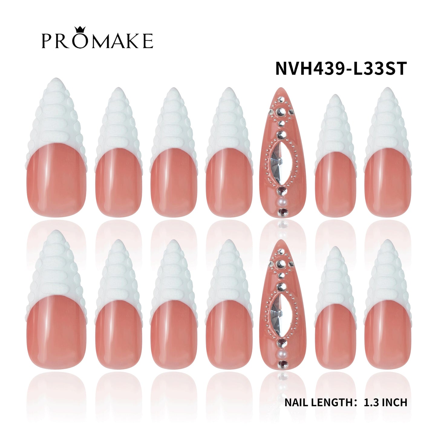 Promake New Trends- New Design- 100% Hand Made Nails- Press On Nails- Luxurious Nails- 10 PCS with Glue, Perfect for DIY Nail Art and Gifts-size -XS-XL