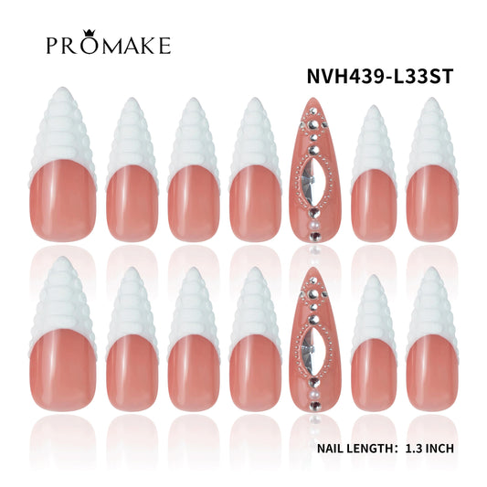 Promake New Trends- New Design- 100% Hand Made Nails- Press On Nails- Luxurious Nails- 10 PCS with Glue, Perfect for DIY Nail Art and Gifts-size -XS-XL
